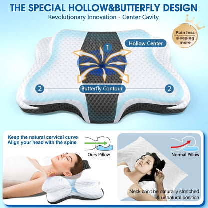 CHxxy Memory Foam Pillows, Cervical Pillow for Neck & Shoulder Pain Relief