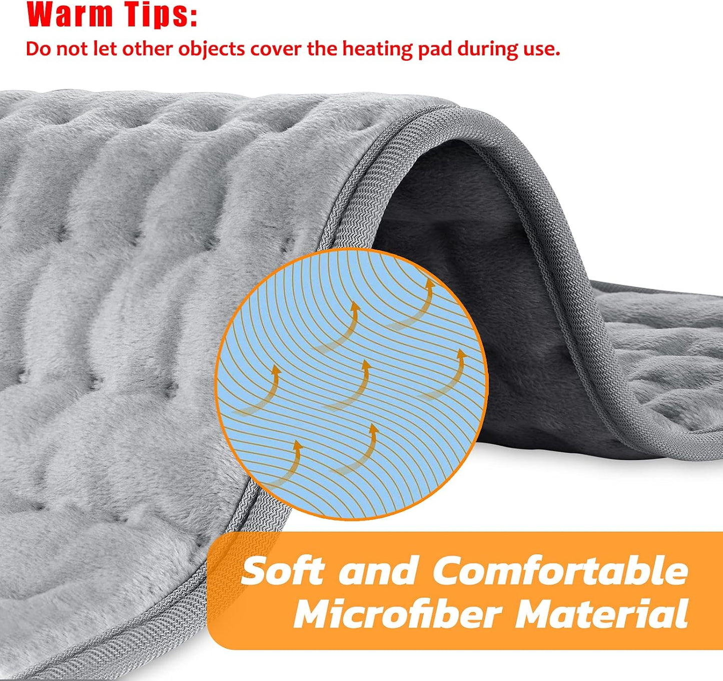 Electric Heating pad with 6 Heat Settings, Auto Shut Off, Dry Electric Heating for Back Neck Knee Arms Legs Shoulder Heat Pads for Christmas Birthday Father Mother's Day (24"X12", Gray Green)