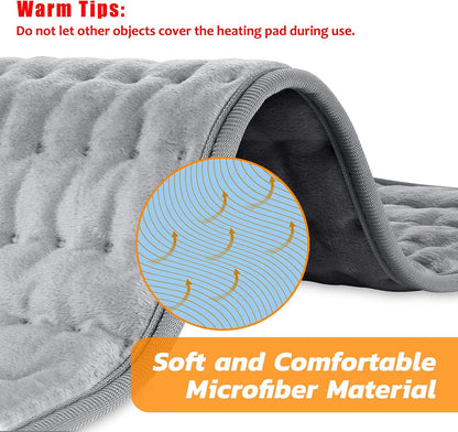 Electric Heating pad with 6 Heat Settings, Auto Shut Off, Dry Electric Heating for Back Neck Knee Arms Legs Shoulder Heat Pads for Christmas Birthday Father Mother's Day (24"X12", Gray Green)