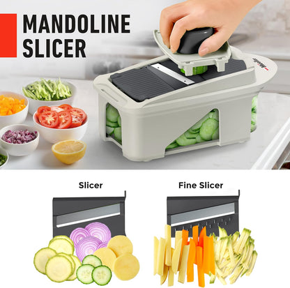 Mueller The Real Original Pro Vegetable Chopper & Mandoline Slicer, 10-in-1 | since 2013, 8 Blade Food Veggie Chopper, Onion Vegetable Cutter with Container, Kitchen Gadgets & Essentials
