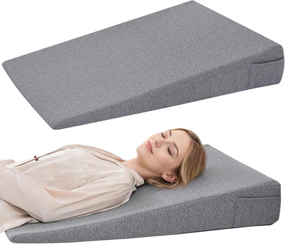 Vekkia 34" Extra-Long Wedge Pillow,7.5" Bed Wedge Pillow for Sleeping,White | Pillow Wedge Back Support for After Surgery, Idea for Acid Reflux,Snoring Relief,Removable Washable Cover&Double Side Pockets