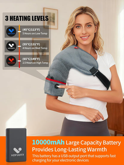 Vofuoti Portable Cordless Shoulder Heating Pad with 7.4V 10000mAh Battery