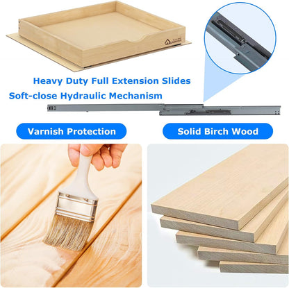 WelFurGeer Premium Birchwood Pull-Out Cabinet Drawers, 26" W x 21" D Pull Out Cabinet Organizer, Heavy-Duty Cabinet Organizer with Easy Installation, Space-Saving Pullout Drawer for Home & Kitchen
