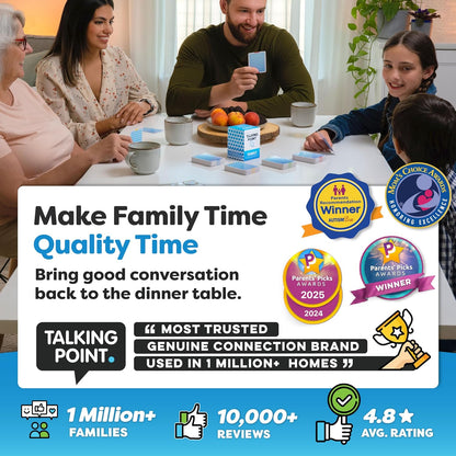 200 Family Conversation Cards for Kids, Teens & Adults - Question Card Game | Fun screen-free connection; dinner, road trip & gifts. Expert-created pack; 4 categories light to deep; Talking Point Cards
