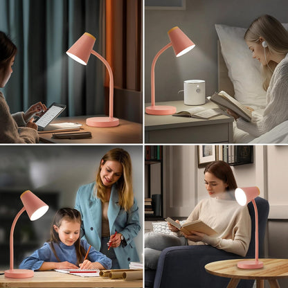 EJIAXIN Clip on Desk Lamp for Home Office - Small LED Touch Dimmable Reading Light for College Dorm Room - Adjustable Flexible Gooseneck Clamp Light Table Lamp for Bedside Bedroom Bed Headboard White