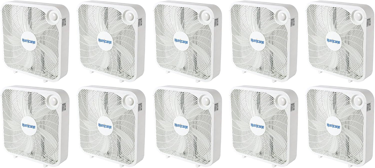 Hurricane Classic Floor Box Fan with 3 Speed Settings, Black - 20in | Corded Portable Electric Air Cooling Unit w/ Powerful 2400 CFM Airflow for Home, Garage, Office, Bedroom & Basement