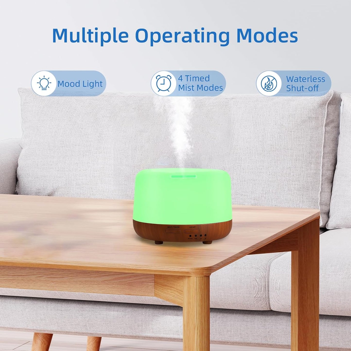 SPLITSKY 300ml Ultrasonic Essential Oil Diffuser with Remote Control | 7-color LED lighting, 2 mist modes, 2H and 4H timers, and waterless auto shut-off for bedrooms, desks and offices.
