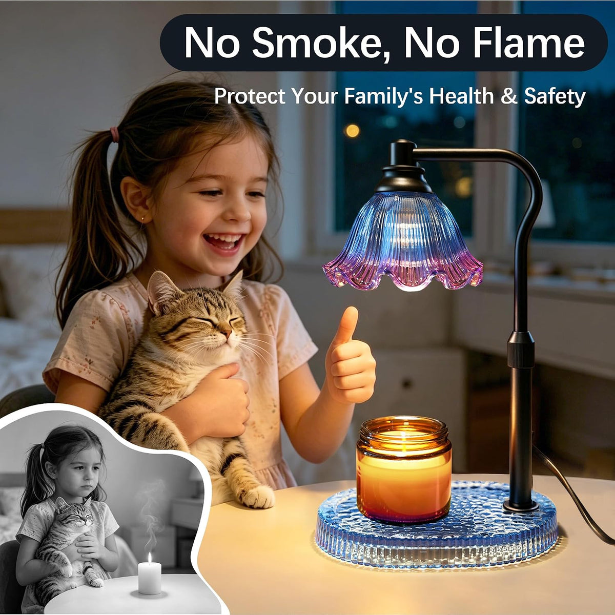 Candle Warmer Lamp with Timer and Dimmer, Adjustable Height Design