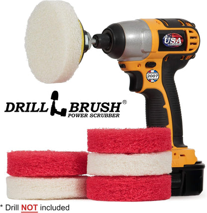 Cordless Drill Attachment - Acid Rain - Pool Tile - Granite - Shower Doors | Scrub - Scour - Drill Pads - Hard Water Stain Remover - Soap Scum - Mold - Mildew - Mineral - Rust - Calcium - Limescale