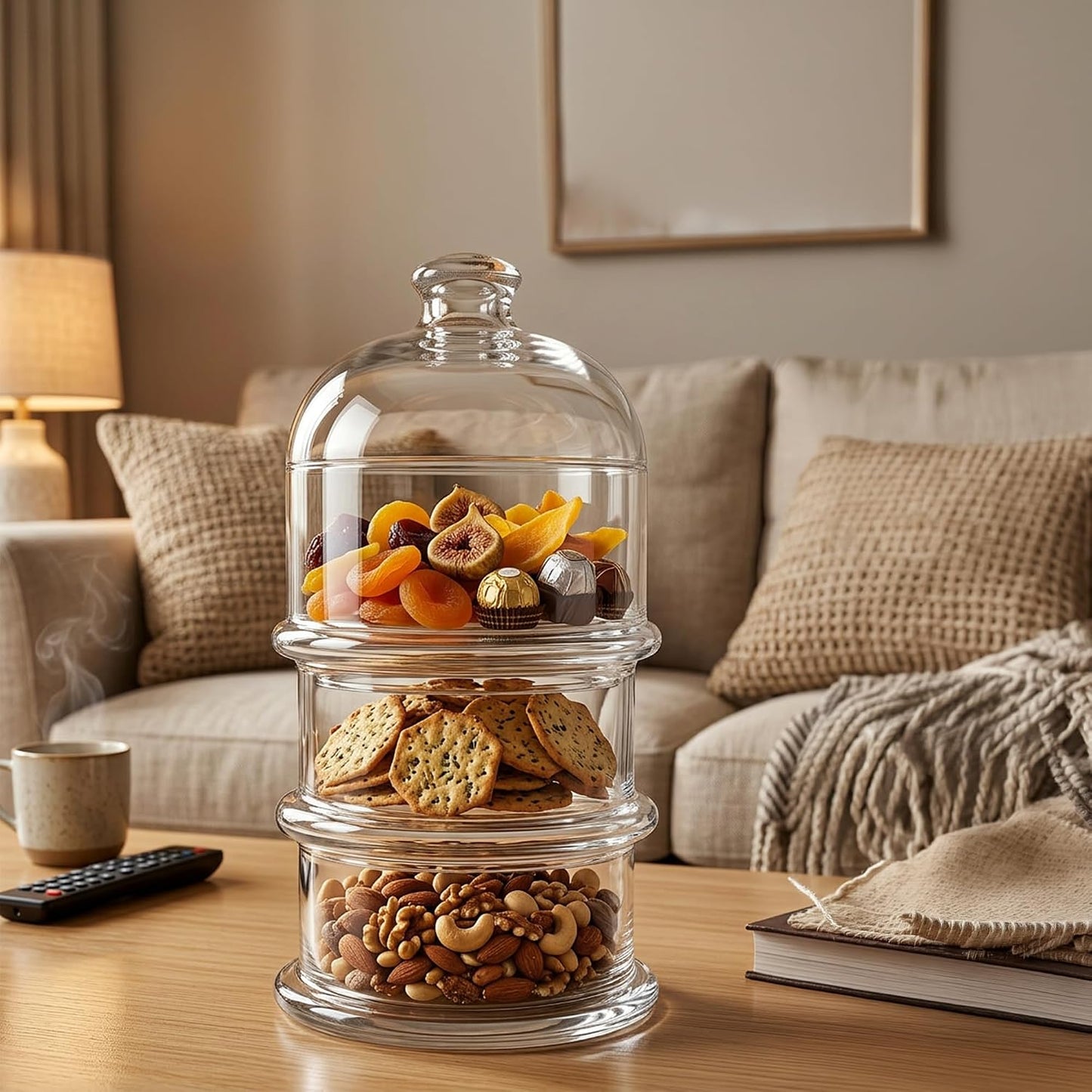 Multipurpose Glass Stackable Storage Jar with Lid, Avocado, Lemon, Onion, Tomato Keeper/Saver/Holder, Home & Kitchen Organizer