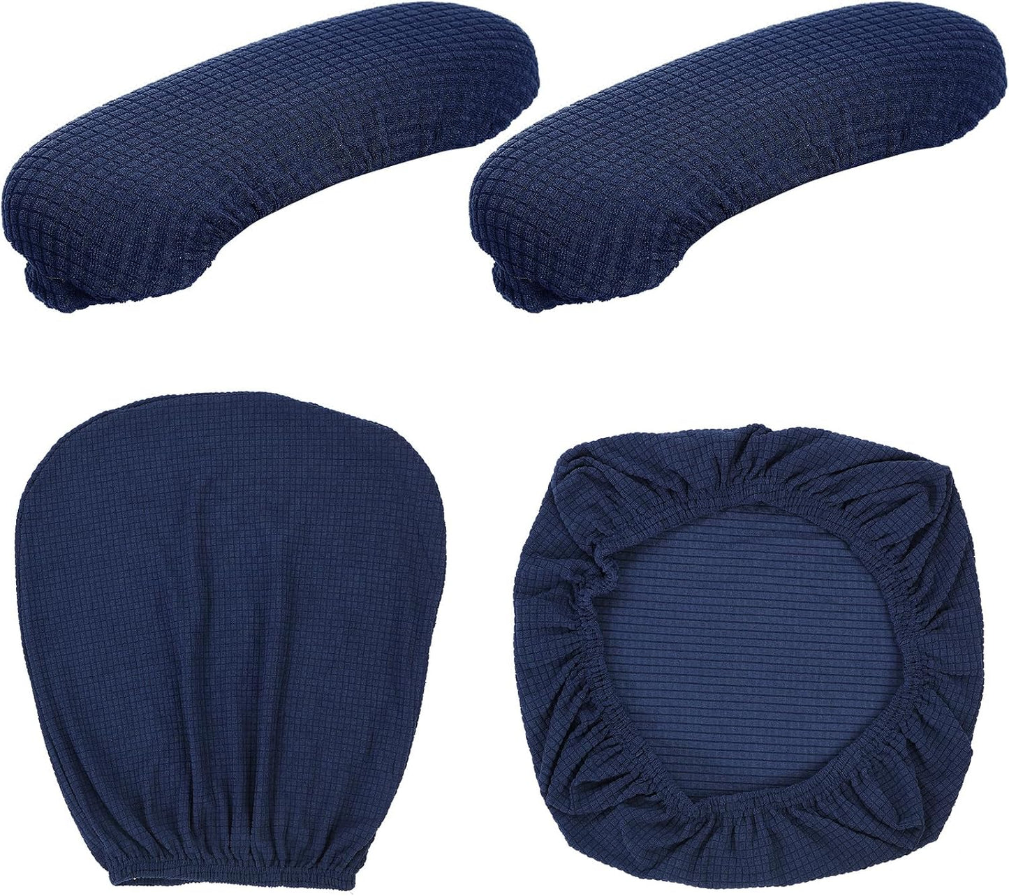Tallew 4 Pcs Office Chair Covers Set Computer Universal Protective Stretchable Chair Seat Covers Desk Armrest Slipcovers Pads Office Cushion Backrest for Rotating (XL,Silver Gray)