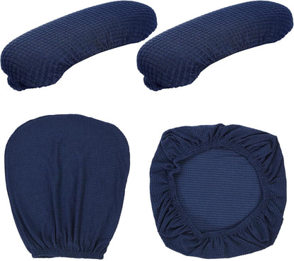 Tallew 4 Pcs Office Chair Covers Set Computer Universal Protective Stretchable Chair Seat Covers Desk Armrest Slipcovers Pads Office Cushion Backrest for Rotating (XL,Silver Gray)