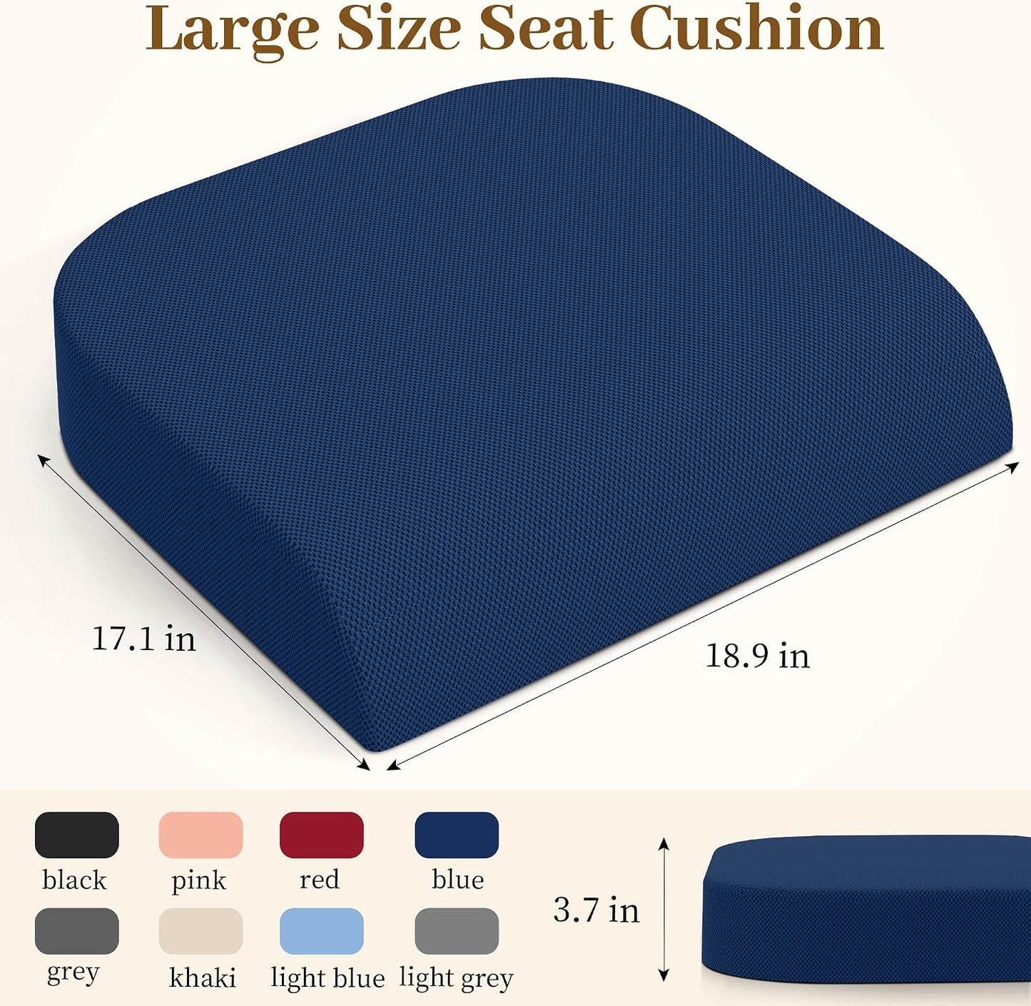 TranquilRelax Memory Foam Seat Cushion for Office Chair, 3-Inch, Black | Medium-firm Support for Long Sitting, Washable Mesh Cover, Non-slip Base, Perfect for Car Seats & Short Drivers