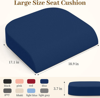 TranquilRelax Memory Foam Seat Cushion for Office Chair, 3-Inch, Black | Medium-firm Support for Long Sitting, Washable Mesh Cover, Non-slip Base, Perfect for Car Seats & Short Drivers