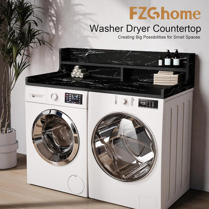 Washer Dryer Countertop, 54" x 27.55" 2-Tier Washer Dryer Topper with Edge, for Laundry Room Organization Oak