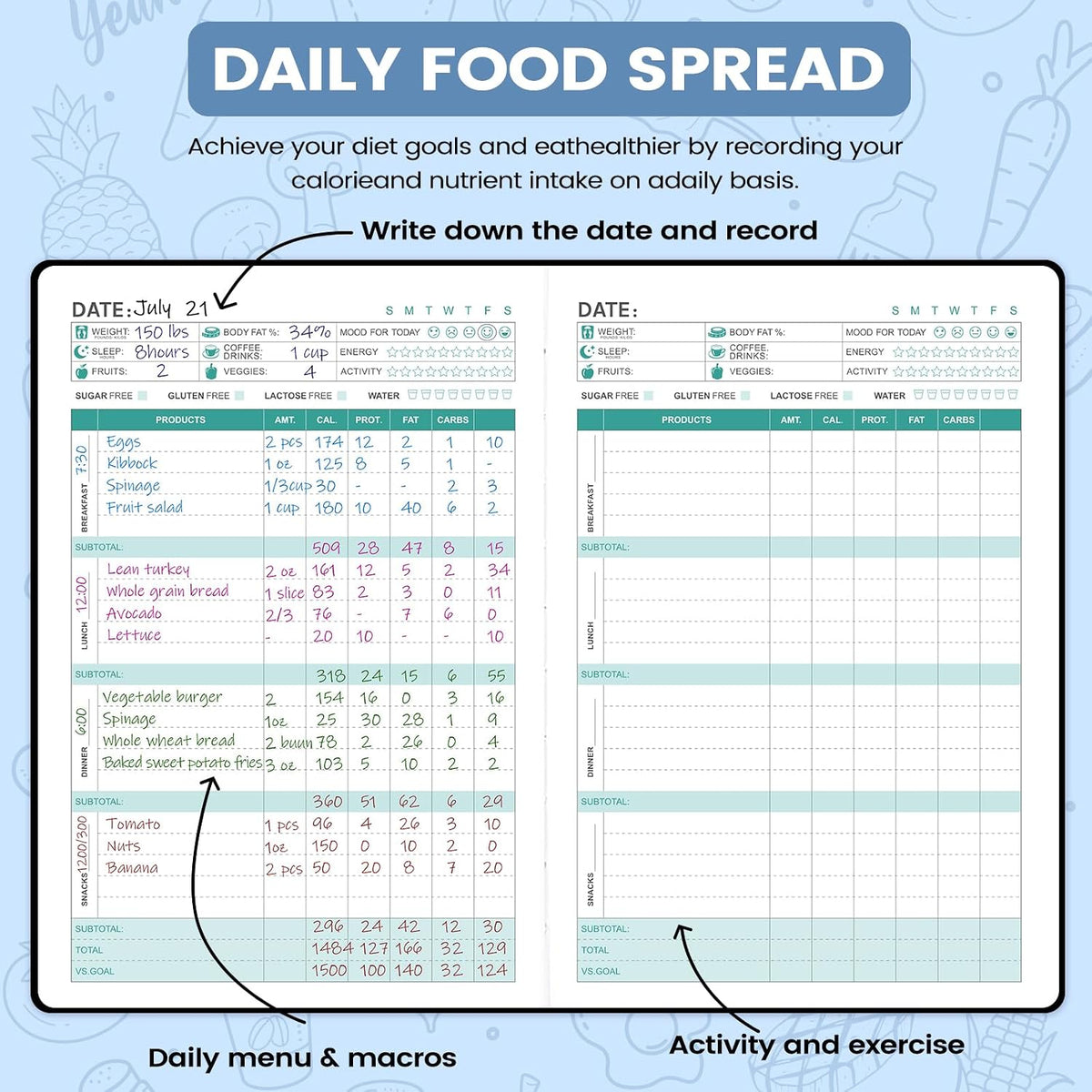 Food Journal - Journal for Women Weight Loss, 5.8" x 8.3