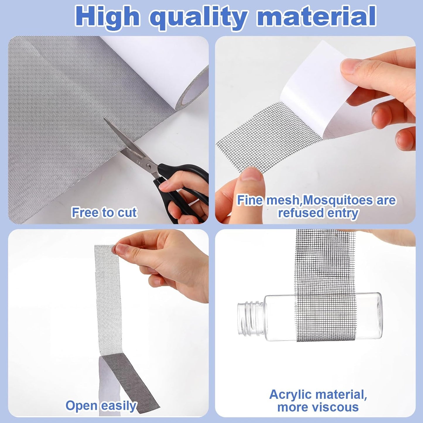 CroBlissful 5 Inch X 20 ft Extra Wide Window Screen Tape Mesh Repair, Gray | Strong Adhesive, Waterproof Fiberglass, Screen Repair Kit Patch, for Window Door Tears Holes