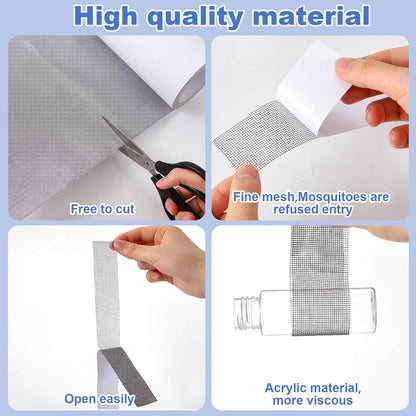 CroBlissful 5 Inch X 20 ft Extra Wide Window Screen Tape Mesh Repair, Gray | Strong Adhesive, Waterproof Fiberglass, Screen Repair Kit Patch, for Window Door Tears Holes