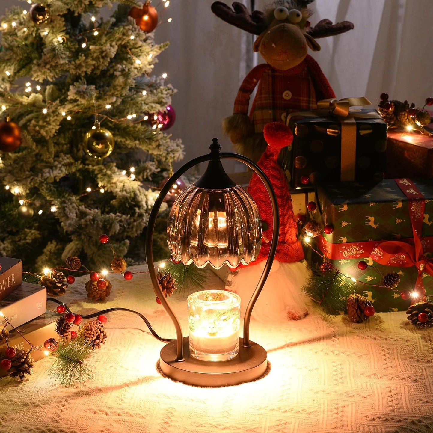 GOODBUY Candle Warmer Lamp with Timer Dimmable: Electric Candle Warmer Birthday Gifts for Women Mom - Candle Lamp Warmer House Warming Gifts New Home Decor - Wax Warmer for Jar Candles with 2 Bulbs