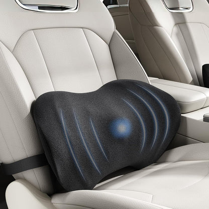BYMECOST Lumbar Support Pillow for Car, Ergonomic Back Cushion | Memory Foam Lower Back Support Cushion with Strap for Driving, Lumbar Pillow for Pain Relief, for Office Chair, Long Sitting