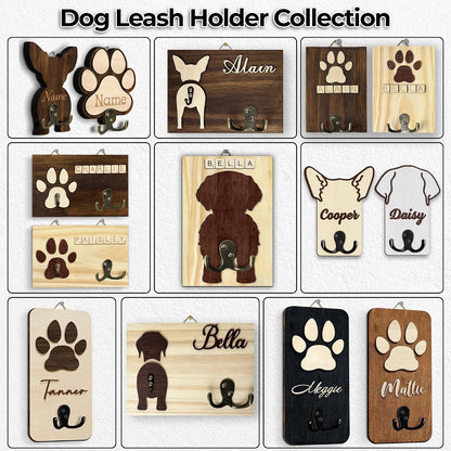 Dog Leash Holder Wall Mount, Pet Harness Hanger with Scrabble Letters, Dog Collar Organizer for Entryway, Memorial Cat Leash Holder for Wall, Pet Loss Gifts, Keepsake, Home Decor PF212-NAT