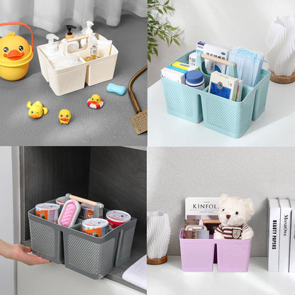 rejomiik Plastic Shower Caddy, Portable Shower Basket with Handle, Cream | Cleaning Caddy Organizer for Bathroom, College Dorm Room Essentials, Storage Tote