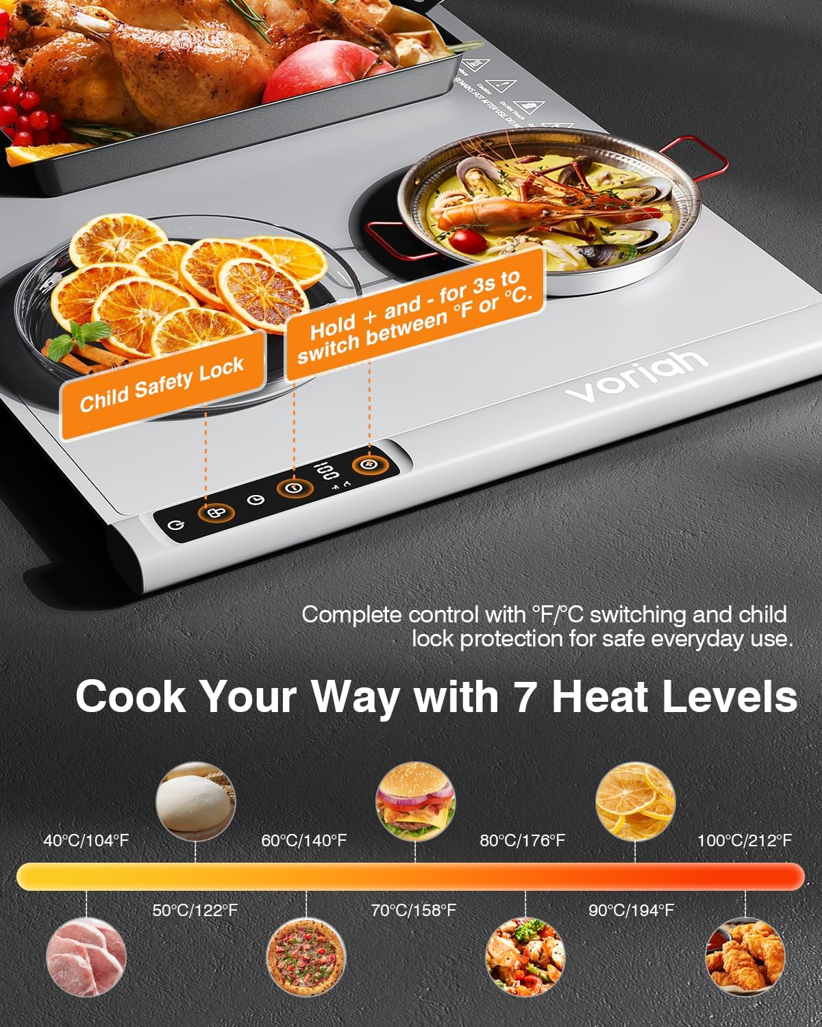 Warming Mat for Food, Voriah Electric Warming Tray with 3 Temp Settings & Auto Shut-Off, Food Warmer with Thick Silicone Surface to Keep Food Warm at Buffet, Parties, and Family Use（Dark Blue）