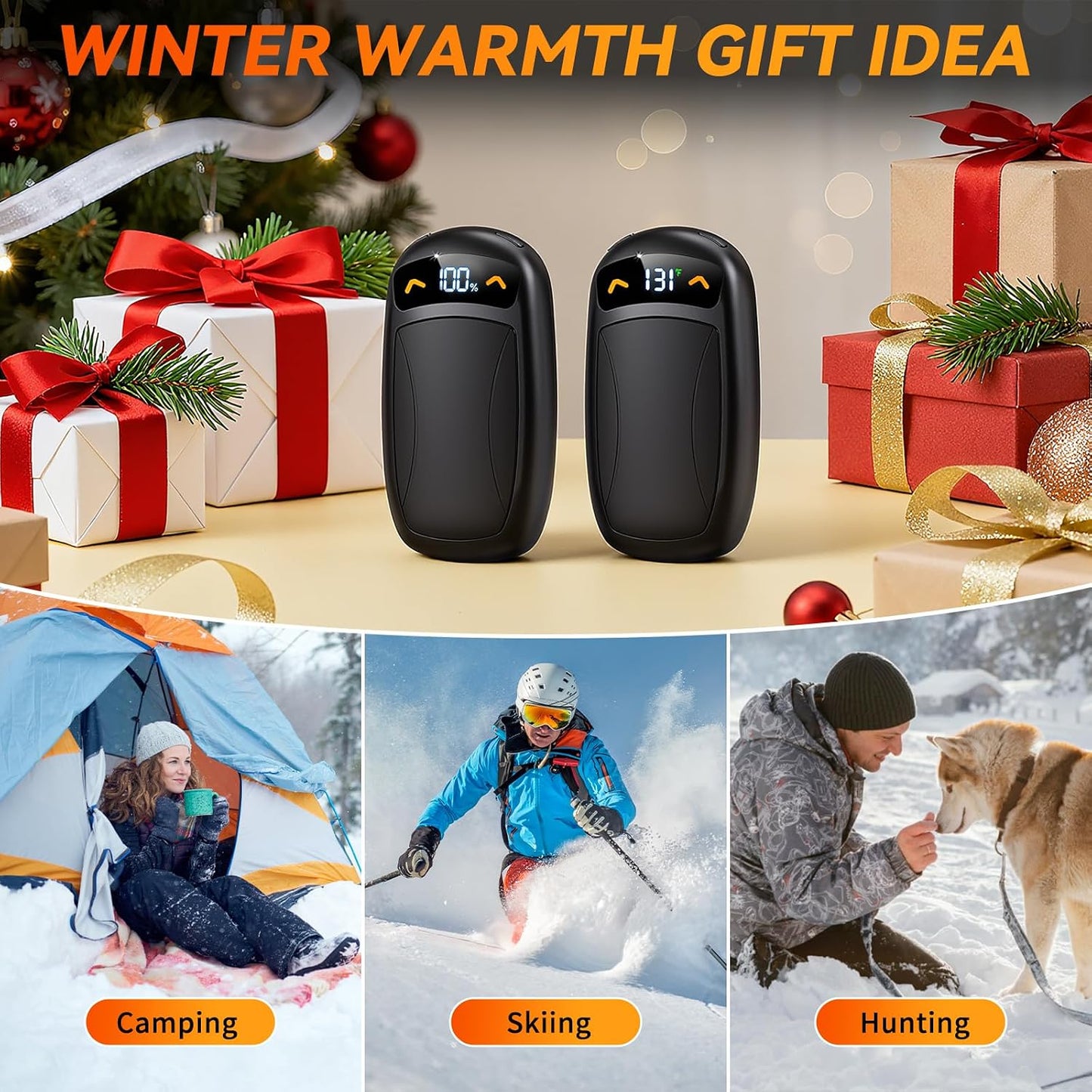 Rechargeable Hand Warmer 2Pack, AI Chips Electric Hand Warmers with LED Display, 3 Temps Portable Magnetic Handwarmers, Pocket-Sized Electronic Hand Warmers for Man, Women, Camping, Hunting, Christmas