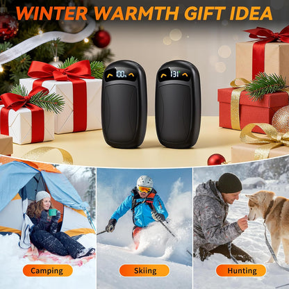 Rechargeable Hand Warmer 2Pack, AI Chips Electric Hand Warmers with LED Display, 3 Temps Portable Magnetic Handwarmers, Pocket-Sized Electronic Hand Warmers for Man, Women, Camping, Hunting, Christmas