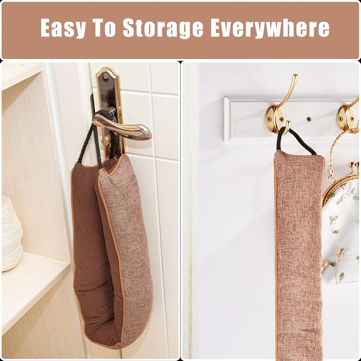 Under Door Draft Stopper Decorative Wind Stopper 36 inch for Door & Window, Weighted Animal Air Draft Stopper for Bottom of Door with Hanging Loops - Brown Dog