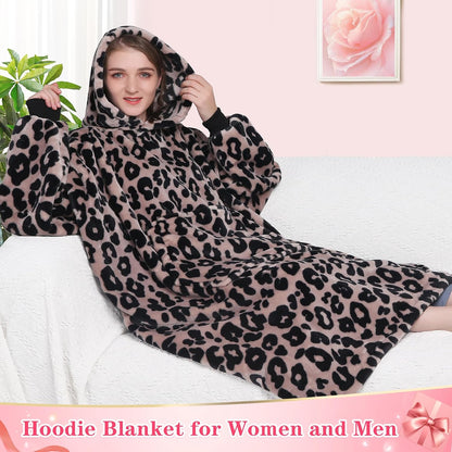 Wearable Blanket Sweatshirt Gifts for Women and Men, Warm and Cozy Giant Blanket Hoodie, Thick Flannel Blanket with Sleeves and Giant Pocket - Dark Gray
