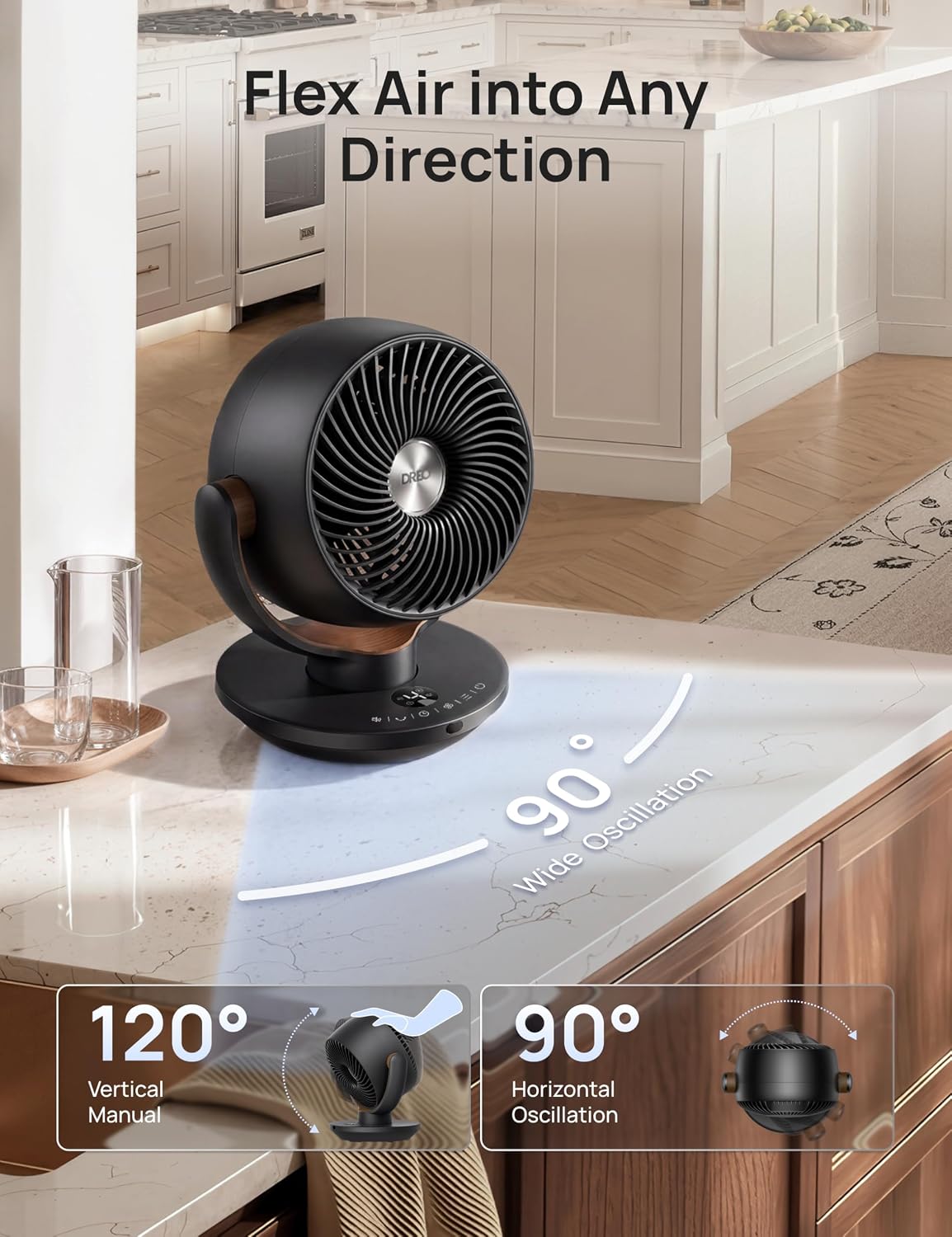 DREO Fan for Bedroom, Desk Air Circulator Fans with Remote, 11 Inch Table Fan for Whole Room, 65ft Powerful Airflow, 120° Vertical Manual and 90° Oscillating, 4 Speeds, 8H Timer, 25dB Quiet, Home