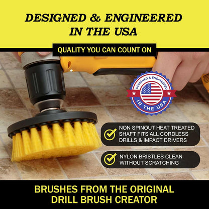 Cordless Power Spin Scrubber Drill Attachment - Electric Dish Scrubber Spin | Medium Drill Brush Attachments for Cleaning Tile, Grout, Dishes, Pots, Pans, Air Fryers, Fish Tanks, Boat Seats & Boat Hulls