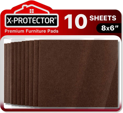 Felt Furniture Pads X-PROTECTOR 10 PCS - Premium 8” x 6” x 1/5” Heavy Duty | Beige Felt Sheets! Cut Large Furniture Pads to The Size You Need - The Best Felt Floor Protectors for Any Hard Floor!