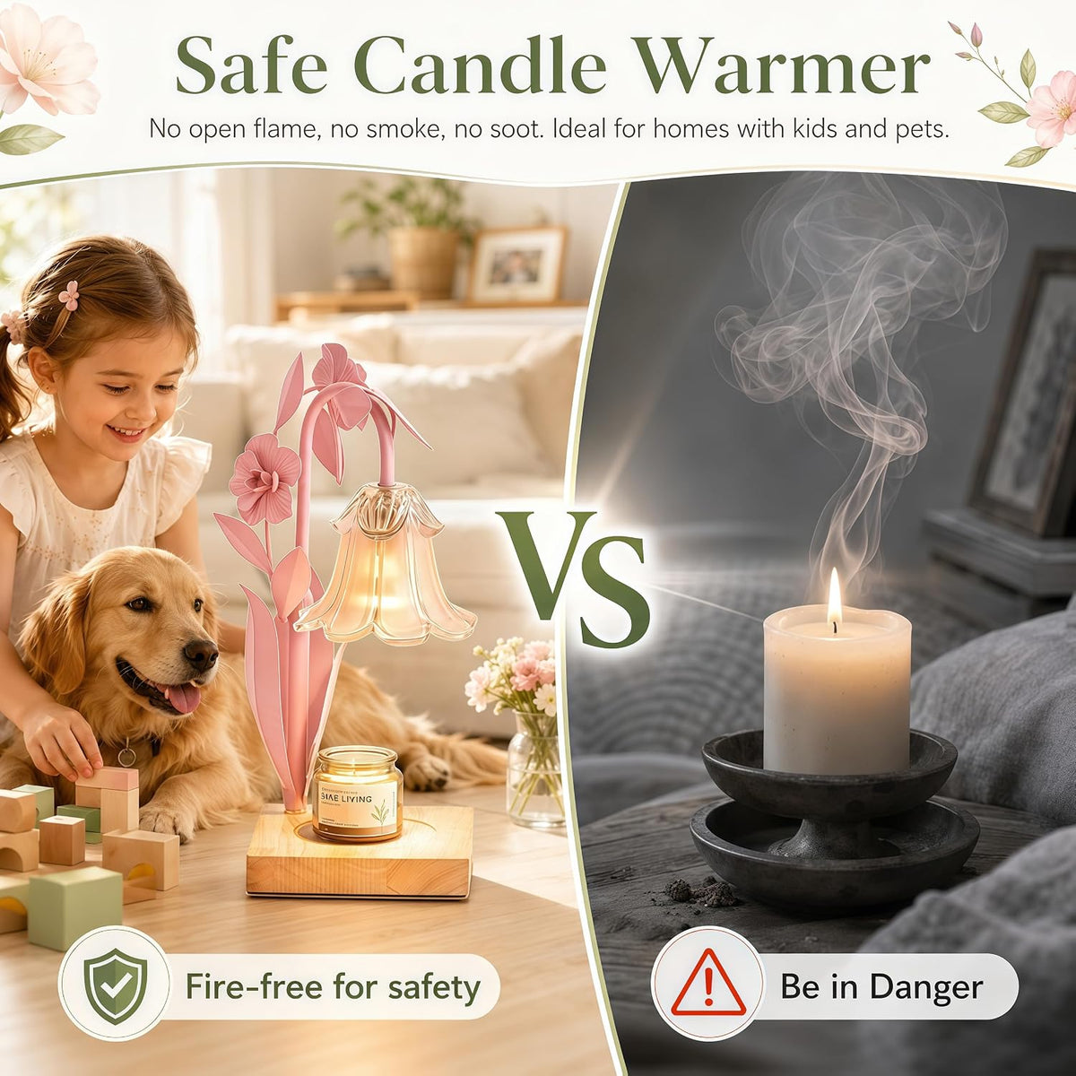 Candle Warmer Lamp with Timer Dimmer, Adjustable Height Flower Candle Lamp Warmer, House Warming Gifts New Home Decor, Mothers Day Birthday Gifts for Women Mom Sister, Wax Melt Warmer for Jar Candles
