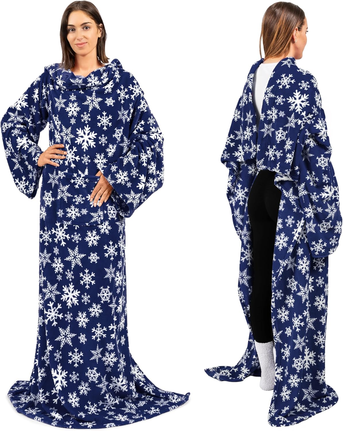 PAVILIA Wearable Blanket with Sleeves for Adult Women Men, Cozy Fleece Warm Wrap Throw with Arms, Gifts for Christmas, Wife