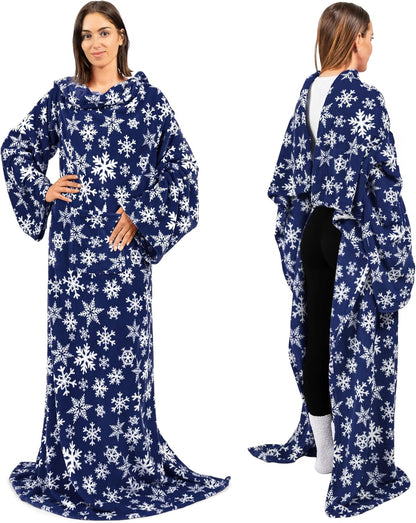 PAVILIA Wearable Blanket with Sleeves for Adult Women Men, Cozy Fleece Warm Wrap Throw with Arms, Gifts for Christmas, Wife
