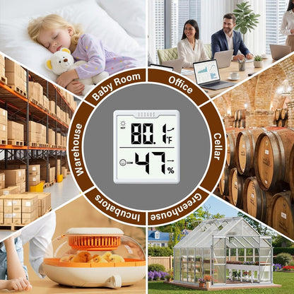 DOQAUS 3 Pieces Digital Hygrometer Indoor Thermometer Humidity Meter, Black | Accurate Temperature Indicator and Humidity Monitor for House, Baby Room, Greenhouse, Incubator - Battery Included