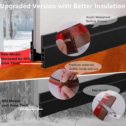 Under Door Draft Stopper - 39 Inch Adhesive Door Sweep for Interior/Exterior, Door Blocker (Black, 39.3 Inches)