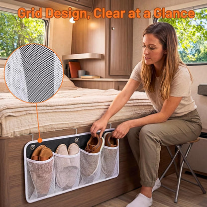 RV Shoe Storage for Bedside - 16 Extra Large Pocket Entryway Shoes Rack | Wall Mounted Bed Hanging Pocket Organizer, Bedside Caddy for Shoes and Tool Accessories, RV & Camper Essentials 2 Pack