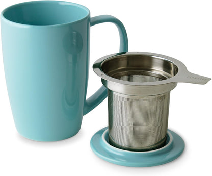 FORLIFE Curve Tall Tea Mug with Infuser and Lid 15 ounces, Lime