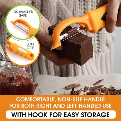 Spring Chef Swivel Potato Peeler for Kitchen w/ Soft Grip Handle, Mango | Premium Vegetable Peeler w/ Sharp Stainless Steel Blades, Multifunctional Food Peeler for Apple, Carrot, Cucumber, Fruit