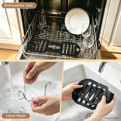 Pot Lid Holder Set with Silicone Lid Lock Strap for Slow Cooker | 2pcs Pot Lid Holders & Lid Latch for Crockpot Slow Cooker(6/7/8 Quart)Heat-Resistant, No-Spill Design Transport Accessories