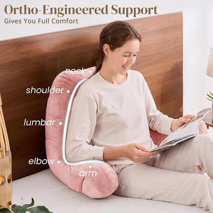 Sasttie Reading Pillows for Sitting in Bed Adult, Back Pillow Bed Sitting Up, Back-Rest Support Cushion for Sit Up on Couch, Sofa, and Floor, Dorm Essentials, Oeko-Tex Certified, Dark Grey