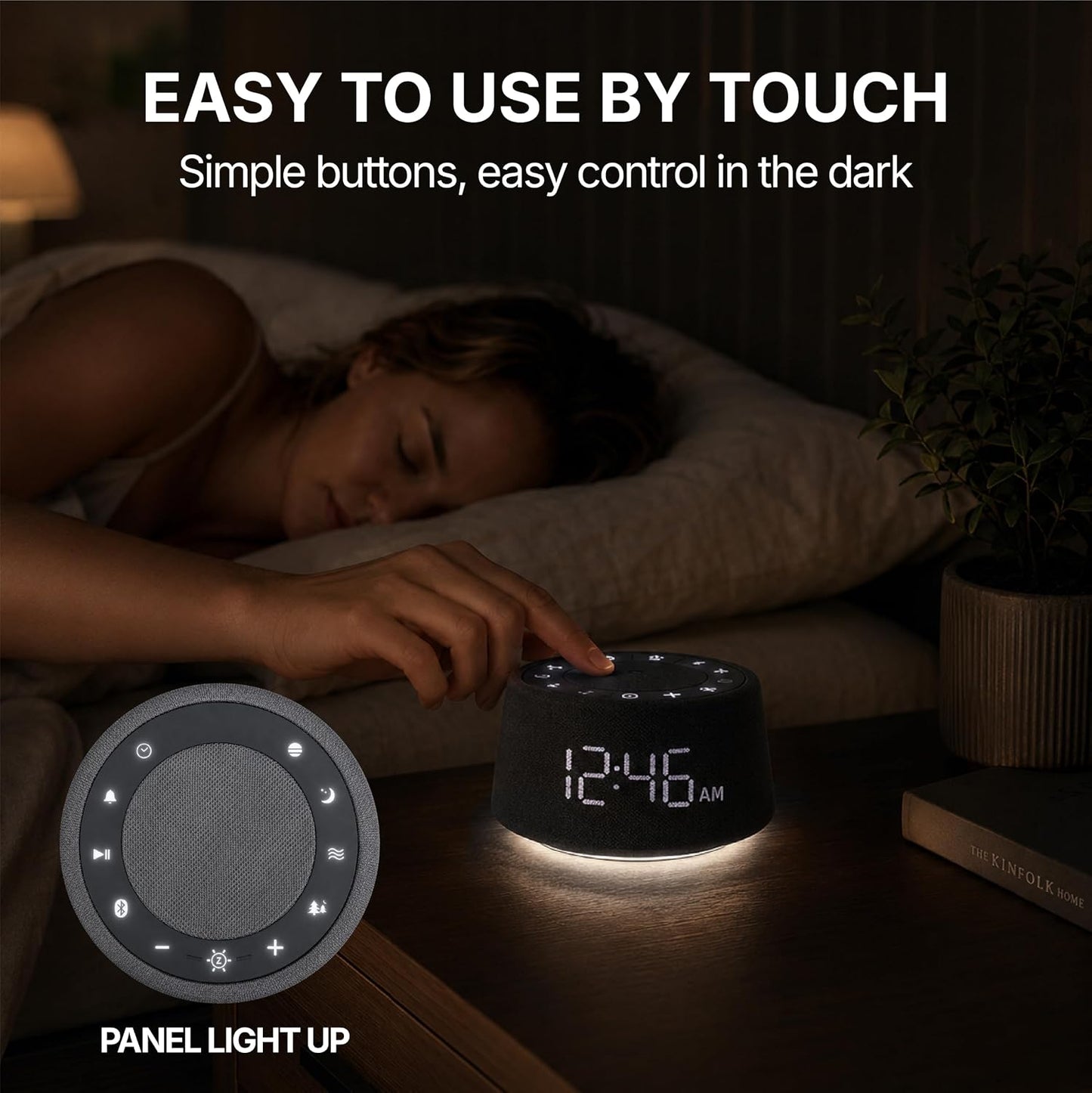 White Noise Alarm Clock for Bedroom, Night Light, Bluetooth Audio | Sleep sounds, Bluetooth speaker, ambient night light, dimmable display, adjustable alarm volume, bedside routine for adults
