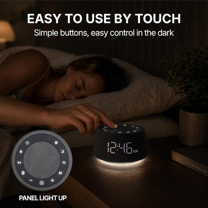 White Noise Alarm Clock for Bedroom, Night Light, Bluetooth Audio | Sleep sounds, Bluetooth speaker, ambient night light, dimmable display, adjustable alarm volume, bedside routine for adults