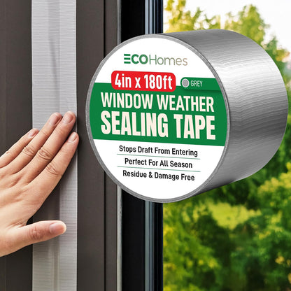 ECOHomes Window Weather Sealing Tape (2 Inch Wide x 90 Ft, Clear) | Weather Stripping Tape, To Stop Drafts Through Window Gaps and AC Units, Insulation Seal for Home and Air Conditioners