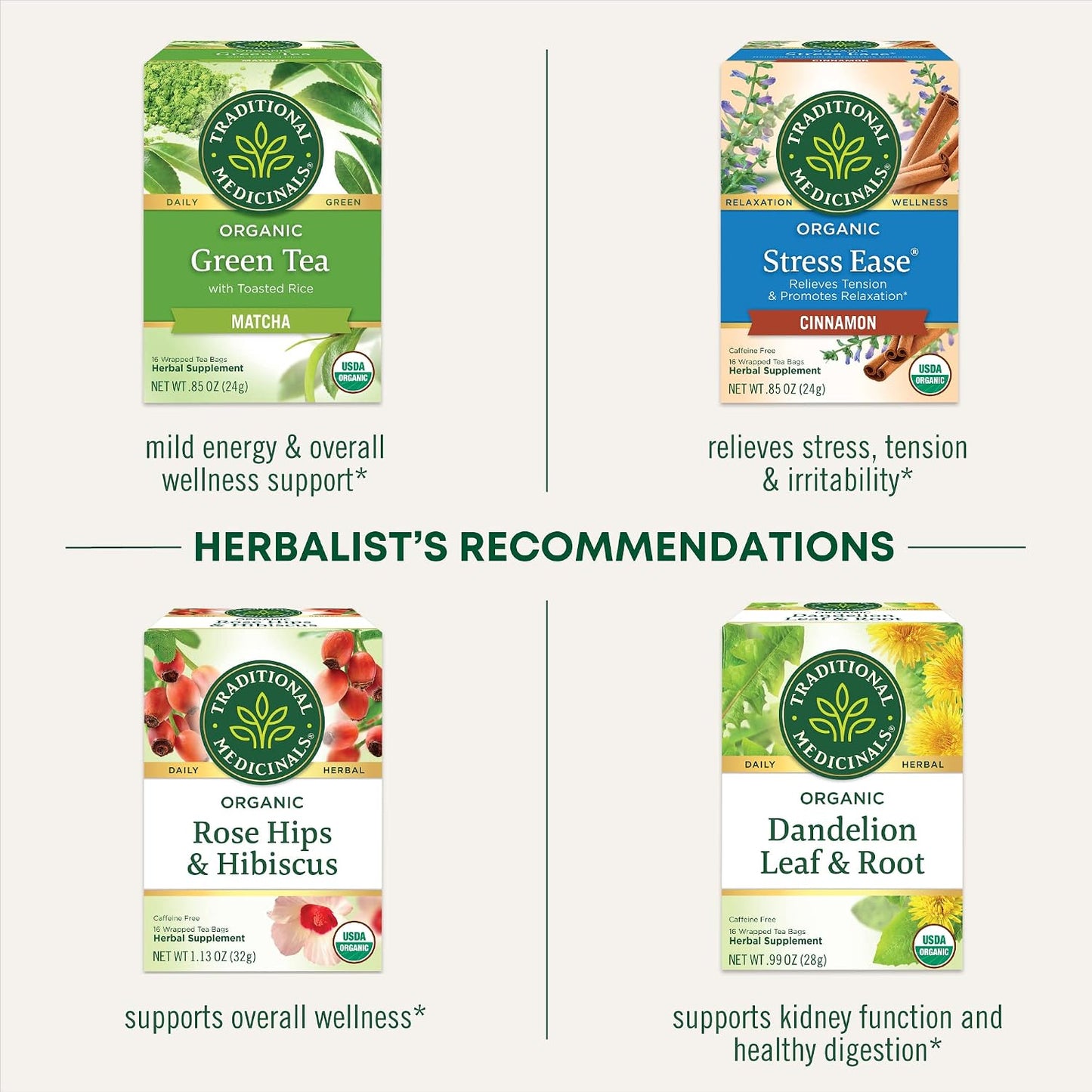 Traditional Medicinals Organic, Hibiscus Tea - Supports Normal Heart Health & Cardiovascular Wellness - Kosher, Non-GMO, Caffeine-Free, Compostable - 16 Tea Bags