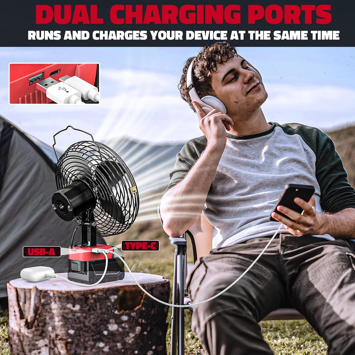 Ecarke 4" Clip Fan Compatible with Milwaukee 18V Battery (Tool Only) 3-Speed Cordless Clip-On Fan with 360° Rotation Low Noise Portable Desk Fan for Camping Jobsite Tent Fishing Outdoor
