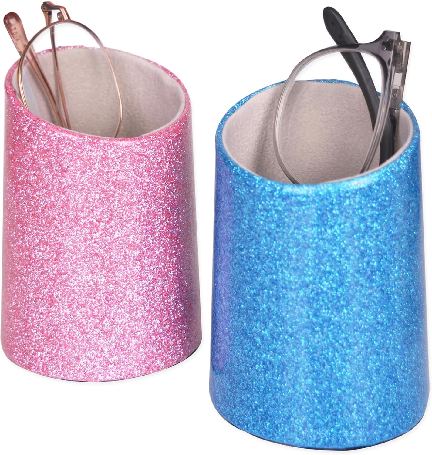 2 Pack Eyeglasses Holder PU Leather Glasses Stand Case Holder for Desks or Nightstands